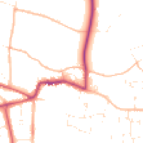 Daytime road noise heatmap for GL52 3BX