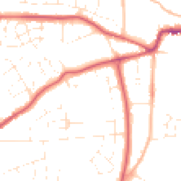 Daytime road noise heatmap for GL52 3DA