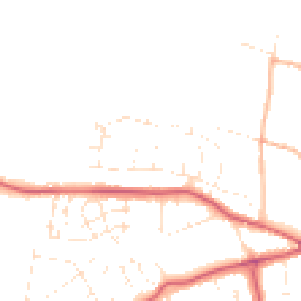 Daytime road noise heatmap for GL52 3EB