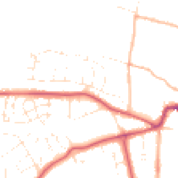 Daytime road noise heatmap for GL52 3EE