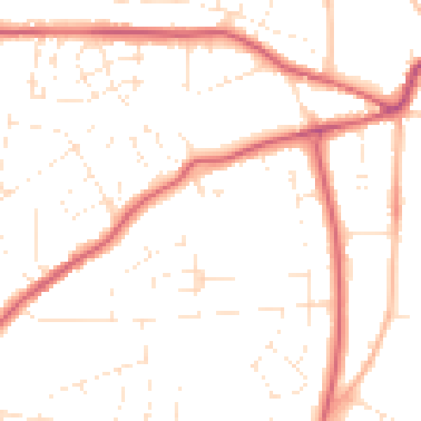 Daytime road noise heatmap for GL52 3EU