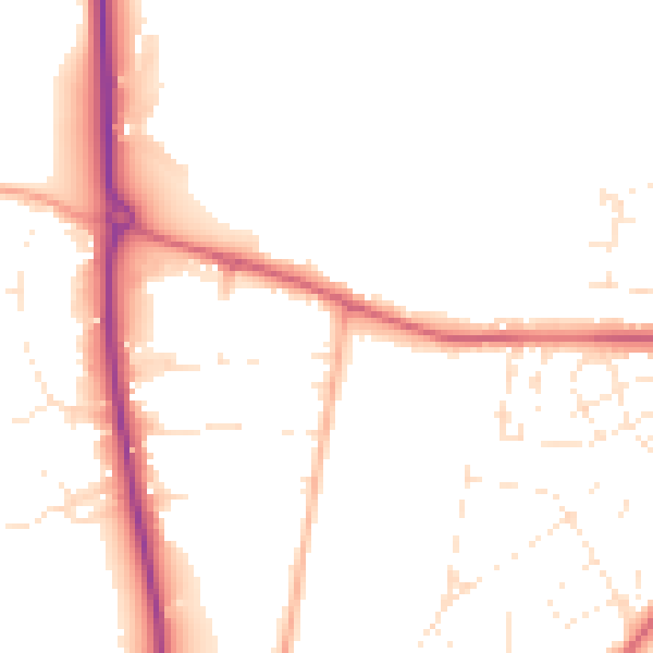 Daytime road noise heatmap for GL52 3JU