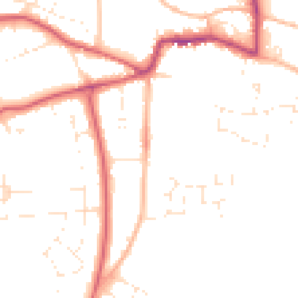Daytime road noise heatmap for GL52 5JB
