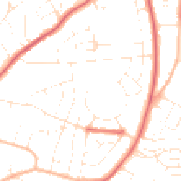 Daytime road noise heatmap for GL52 5QY