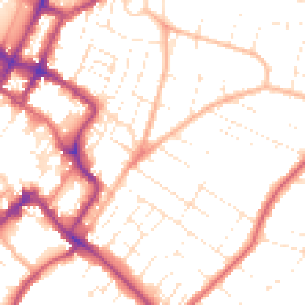 Daytime road noise heatmap for GL52 6BB