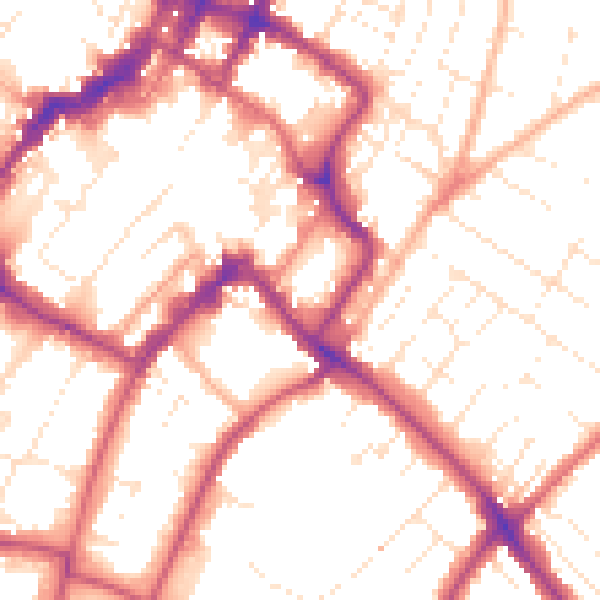 Daytime road noise heatmap for GL52 6DA