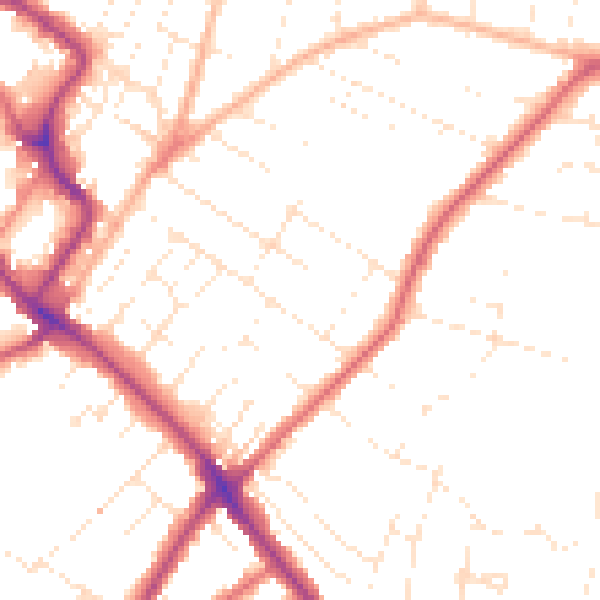 Daytime road noise heatmap for GL52 6EA