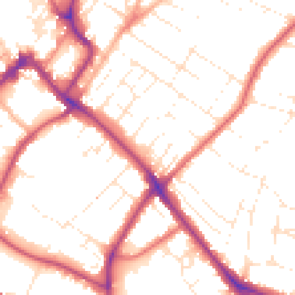 Daytime road noise heatmap for GL52 6EQ