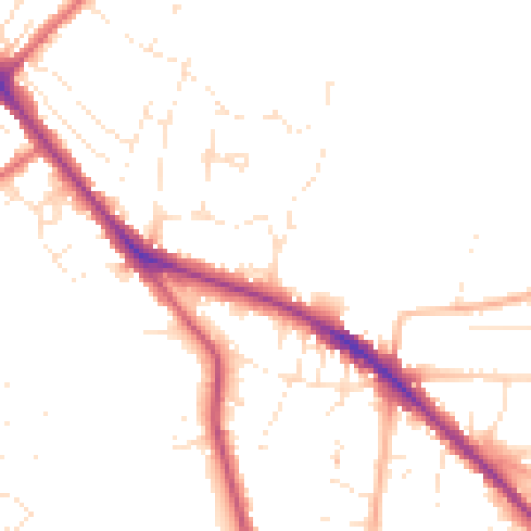 Daytime road noise heatmap for GL52 6JE