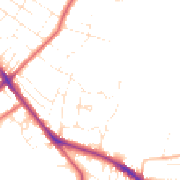 Daytime road noise heatmap for GL52 6JW