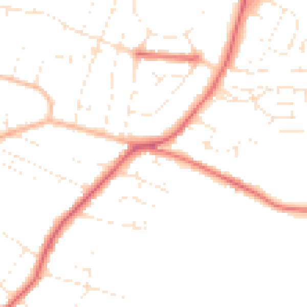 Daytime road noise heatmap for GL52 6QB