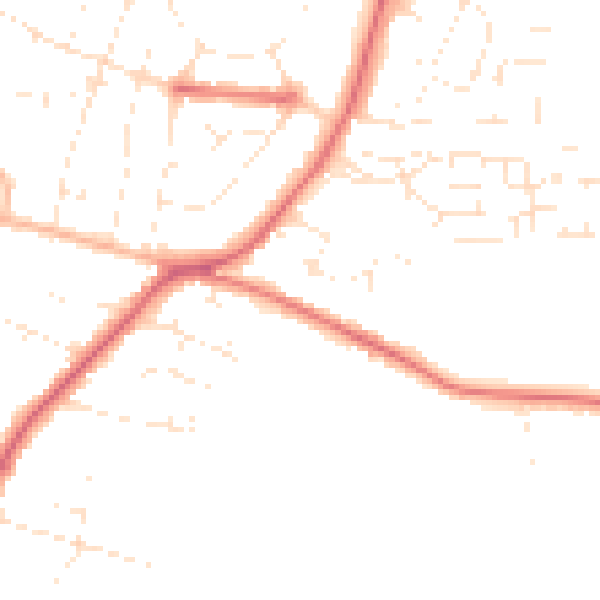 Daytime road noise heatmap for GL52 6QF
