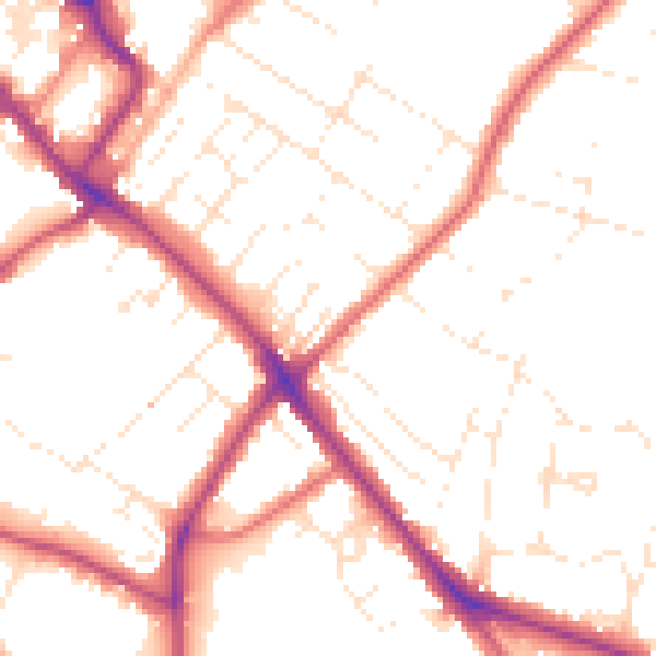 Daytime road noise heatmap for GL52 6SE