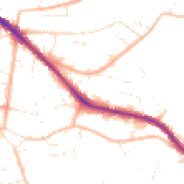 Daytime road noise heatmap for GL52 6XW