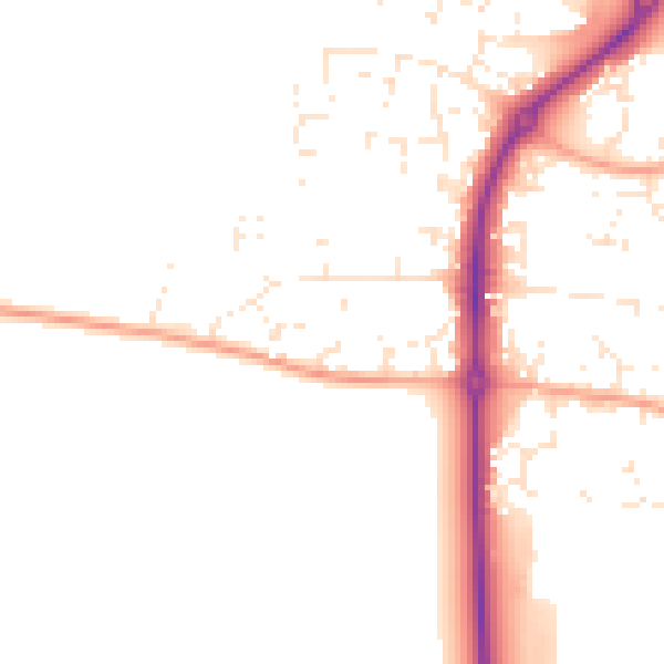 Daytime road noise heatmap for GL52 7UZ