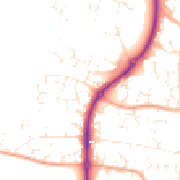 Daytime road noise heatmap for GL52 7YR