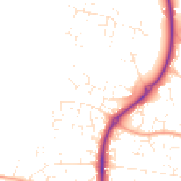Daytime road noise heatmap for GL52 7YW