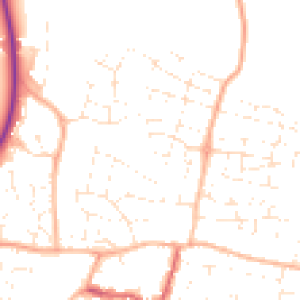 Daytime road noise heatmap for GL52 8FB
