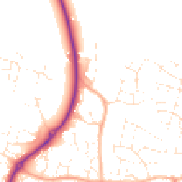 Daytime road noise heatmap for GL52 8RU