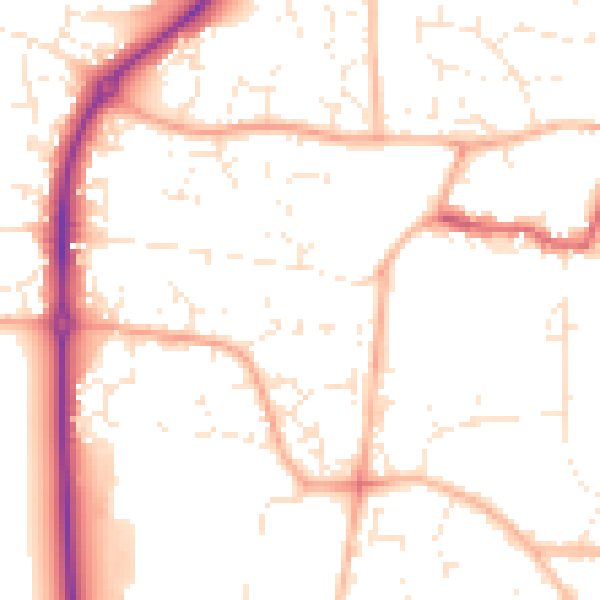 Daytime road noise heatmap for GL52 8TN