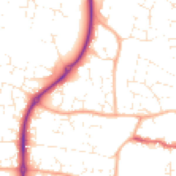Daytime road noise heatmap for GL52 8WN