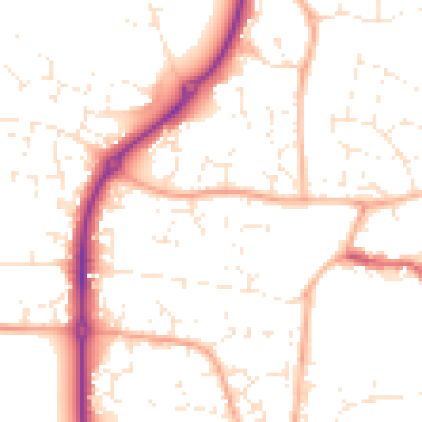 Daytime road noise heatmap for GL52 8XN