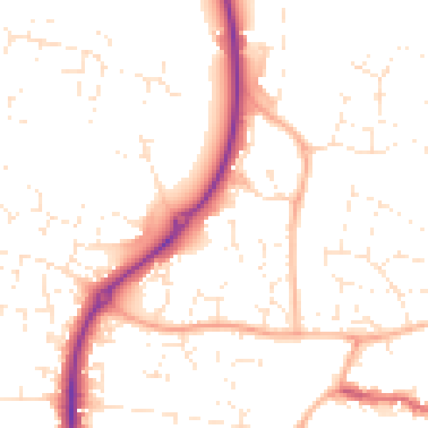 Daytime road noise heatmap for GL52 8XS