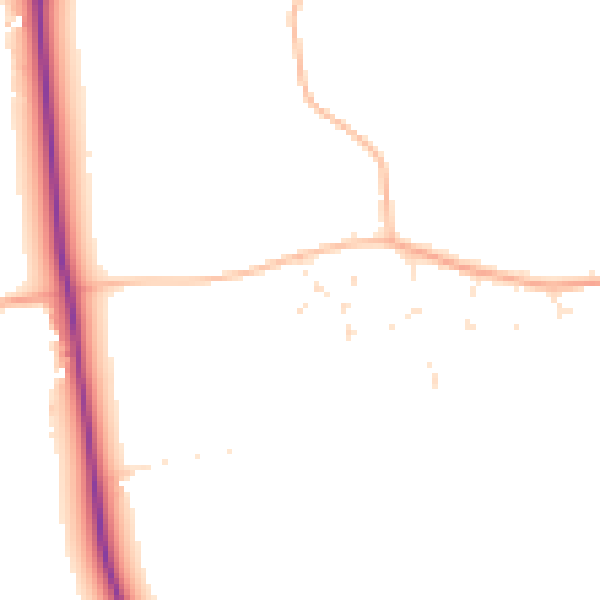 Daytime road noise heatmap for GL52 9EB