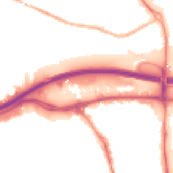 Night-time road noise heatmap for GU1 1AJ