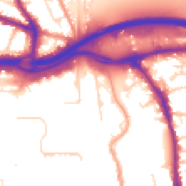 Daytime road noise heatmap for GU1 1BA