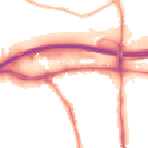 Night-time road noise heatmap for GU1 1BT