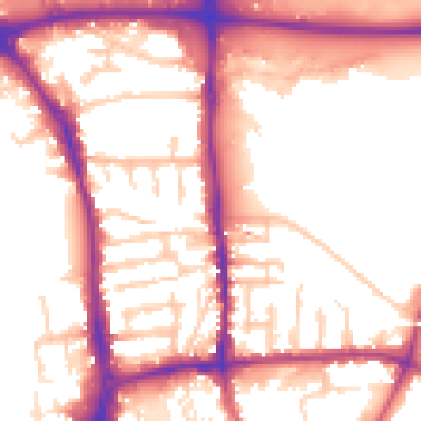 Daytime road noise heatmap for GU1 1BW