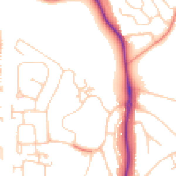 Daytime road noise heatmap for GU1 1DJ