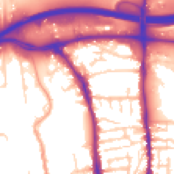 Daytime road noise heatmap for GU1 1DY