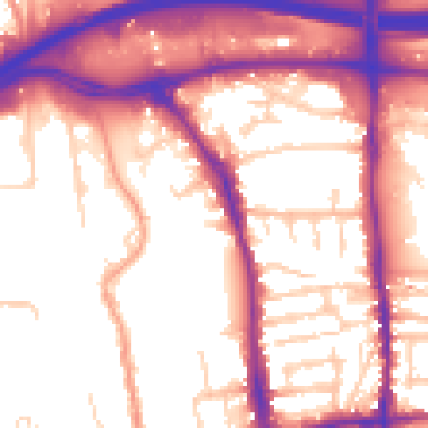 Daytime road noise heatmap for GU1 1EJ