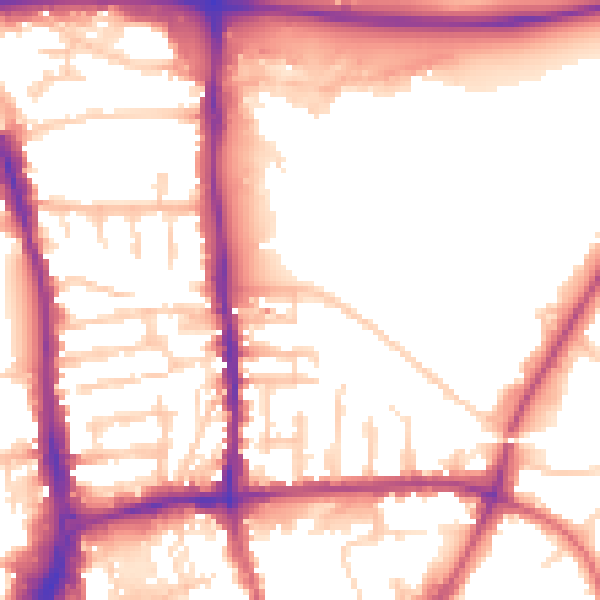 Daytime road noise heatmap for GU1 1EP