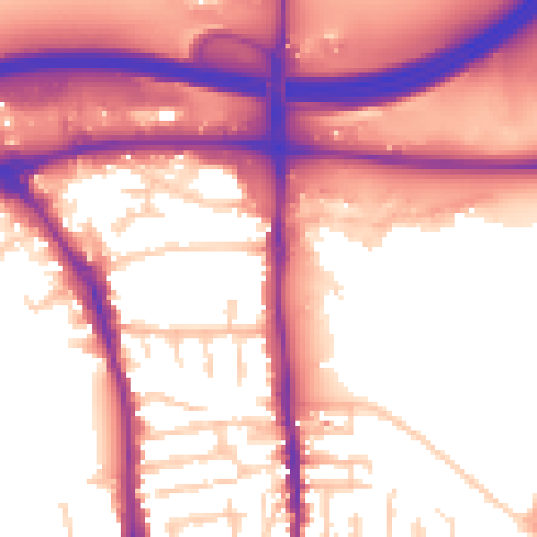 Daytime road noise heatmap for GU1 1EY
