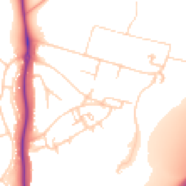 Daytime road noise heatmap for GU1 1FB
