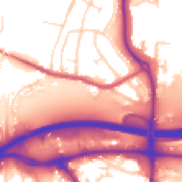 Daytime road noise heatmap for GU1 1FD