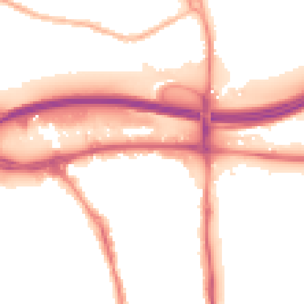 Night-time road noise heatmap for GU1 1FL