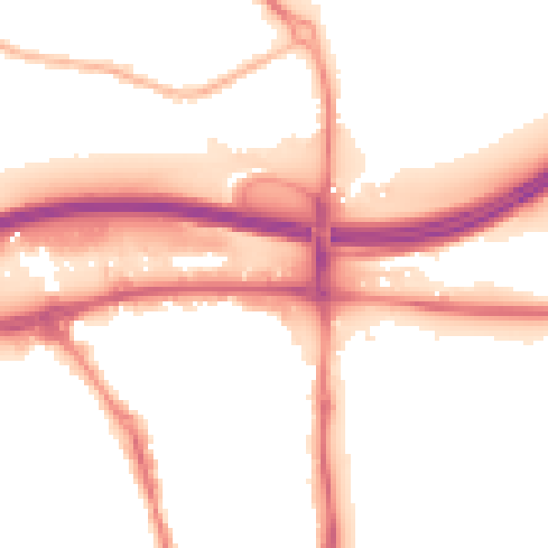 Night-time road noise heatmap for GU1 1FP
