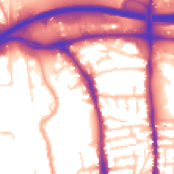 Daytime road noise heatmap for GU1 1FS