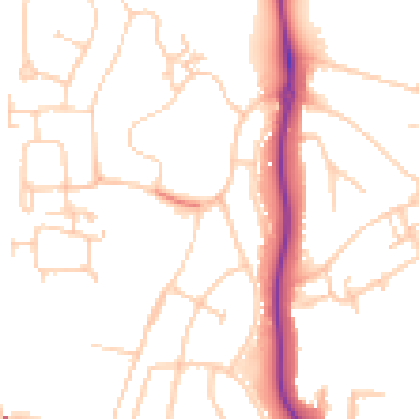 Daytime road noise heatmap for GU1 1FW