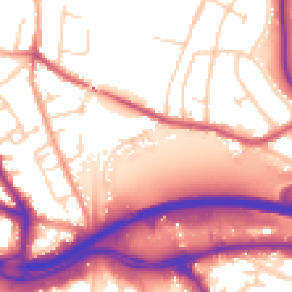 Daytime road noise heatmap for GU1 1HN