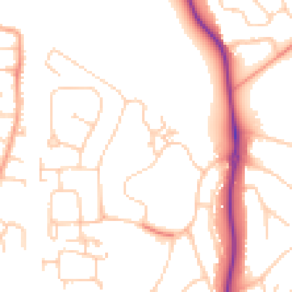 Daytime road noise heatmap for GU1 1HU