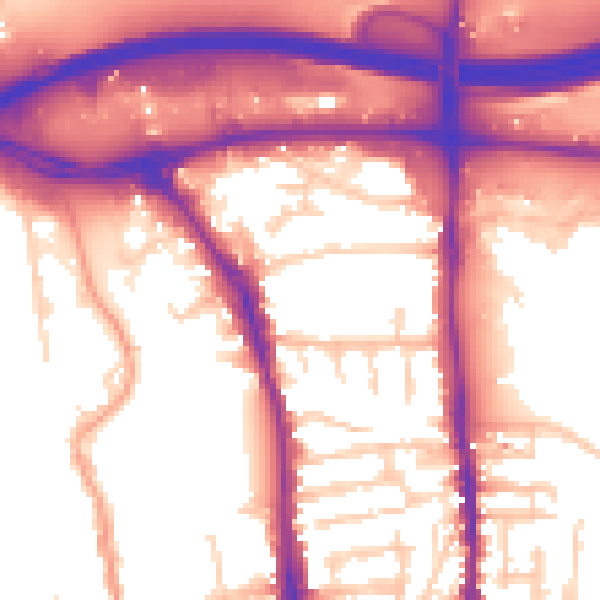 Daytime road noise heatmap for GU1 1JA