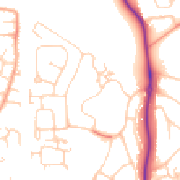 Daytime road noise heatmap for GU1 1JT
