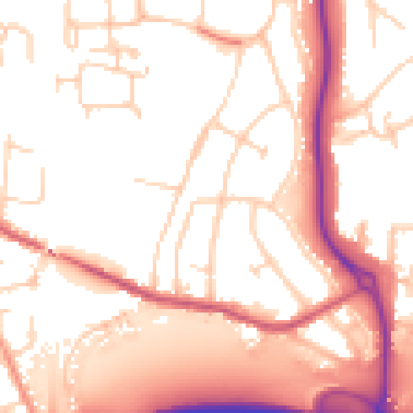 Daytime road noise heatmap for GU1 1NE