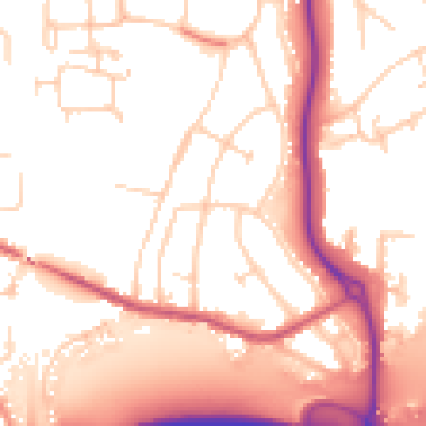 Daytime road noise heatmap for GU1 1NF