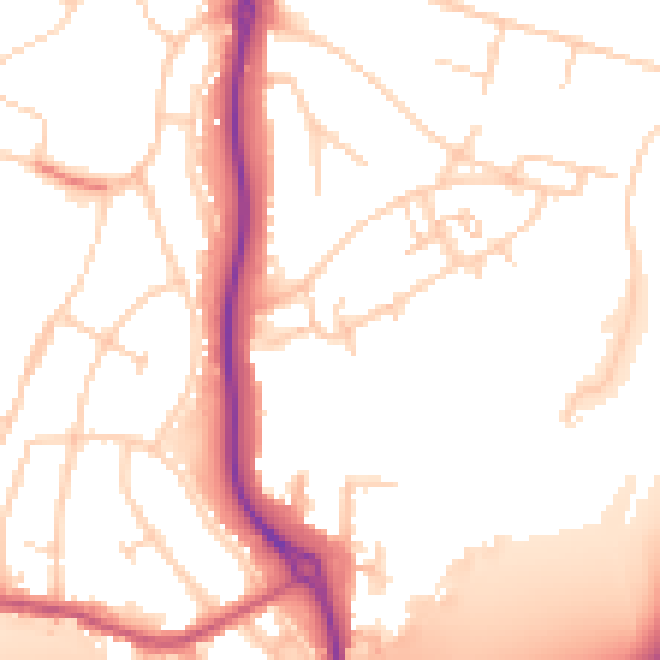 Daytime road noise heatmap for GU1 1NQ